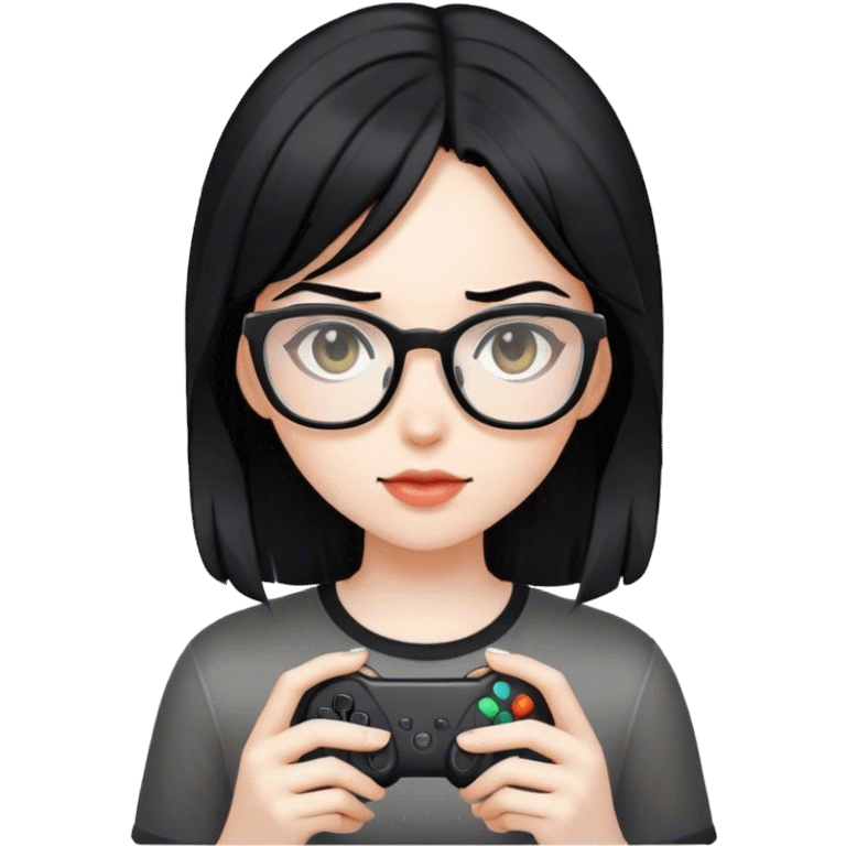 gamer, black hair girl with glasses emoji