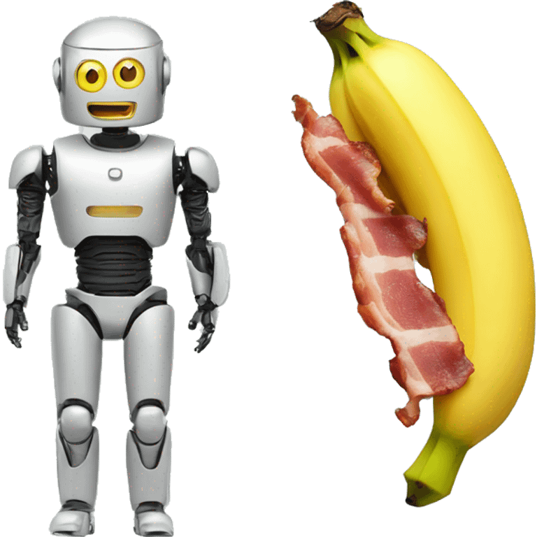 A banana turned into a robot and bacon a human emoji