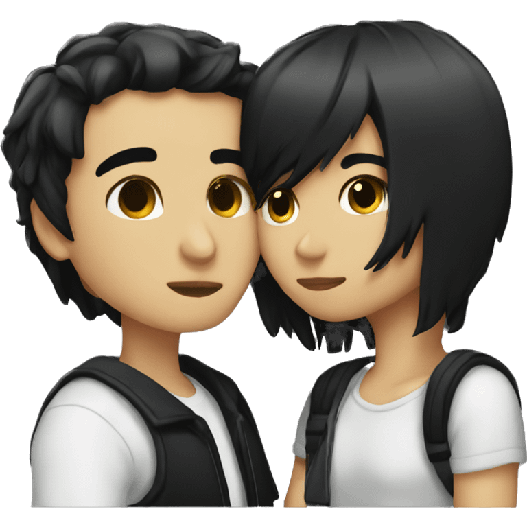 Black haired emo couple kissing  emoji