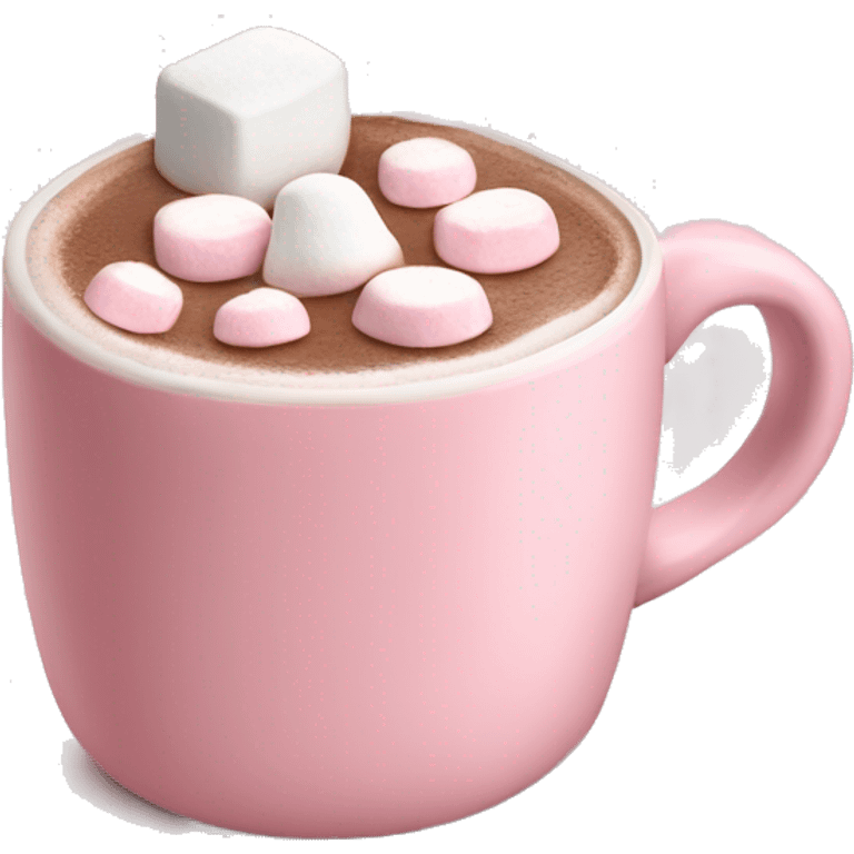 Light Pink mug of hot chocolate with marshmallows  emoji