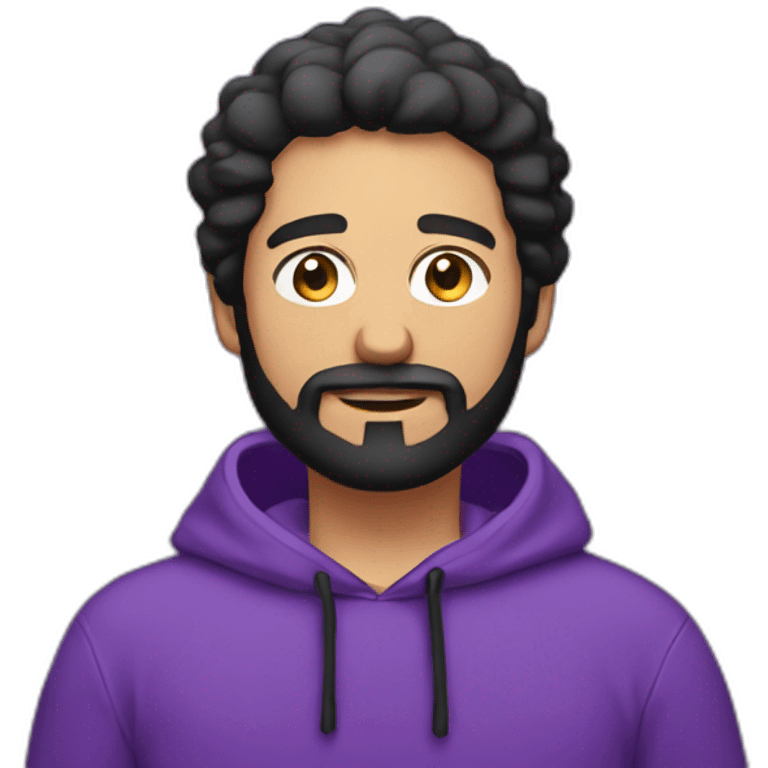 Italian man wirh Black hair and beard with purple hoodie  emoji