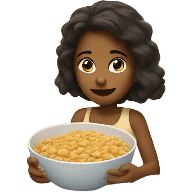 Girl eating cereal in bed emoji