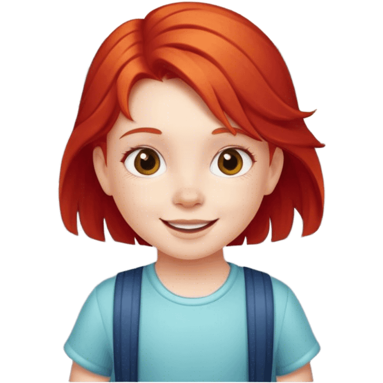 cheerful litle girl on the road with red hair  emoji