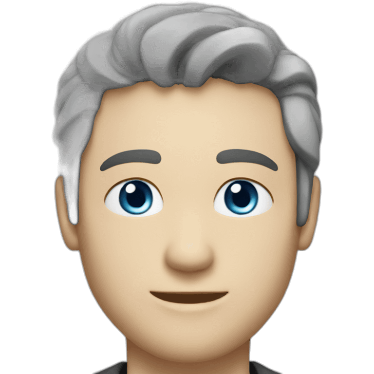 man, blue eyes, 30 years old, white skin, black hair, blazer with t-shirt, good looking emoji