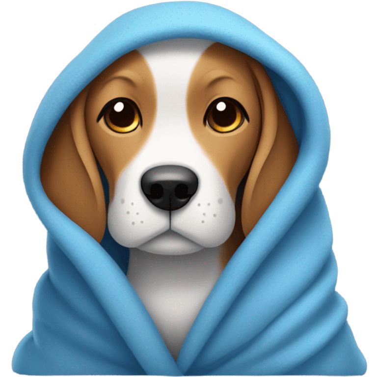 Cold Beagle UNDER many blue blankets emoji