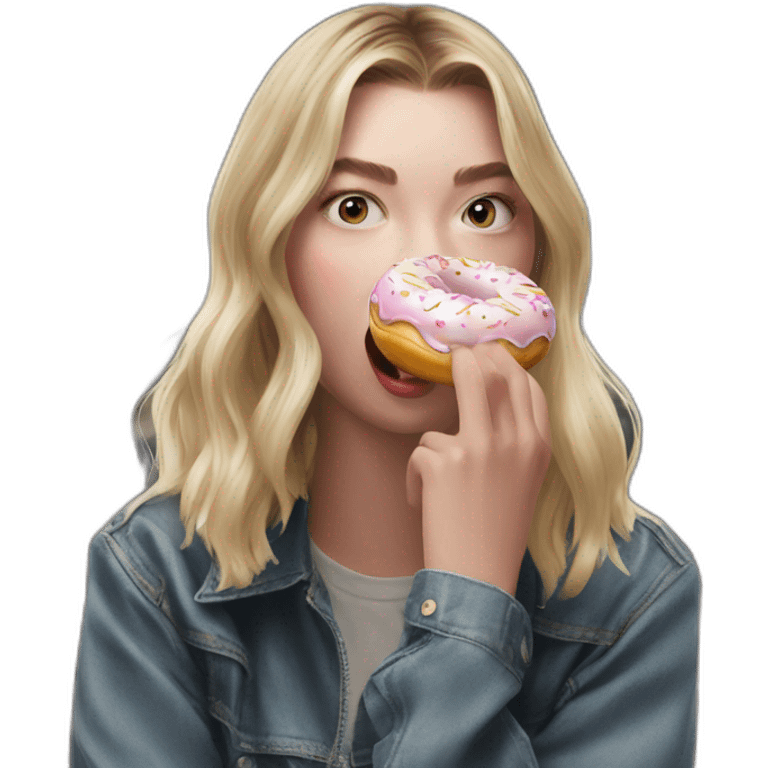 Anya Taylor Joy eating a donut emoji