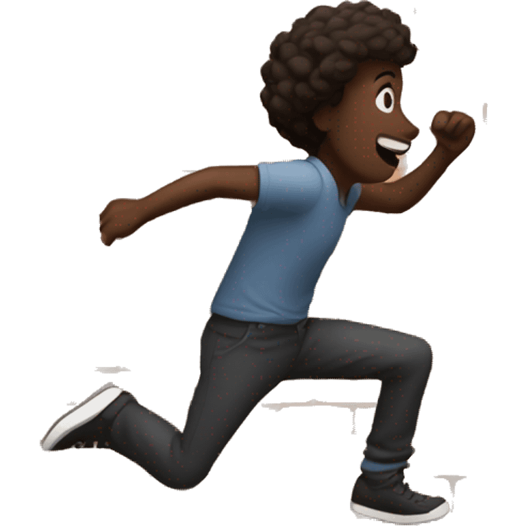 Dark skinned person jumping over a brick wall emoji