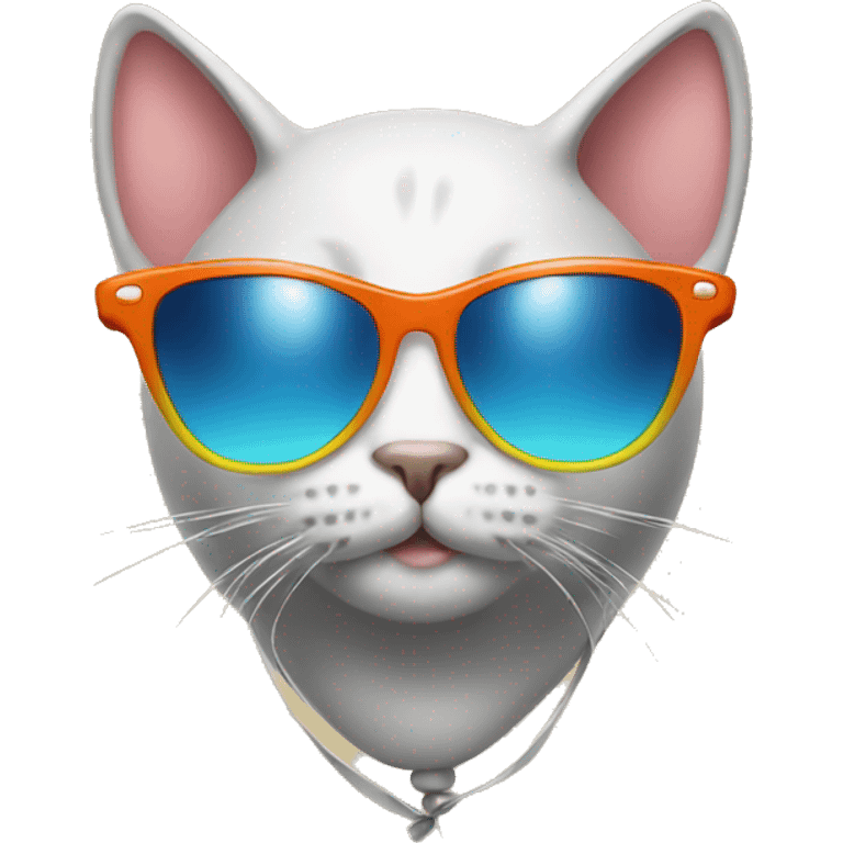 Cat with sunglasses and balloons  emoji