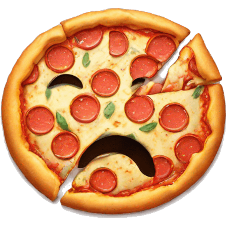 Sad face eating pizza emoji