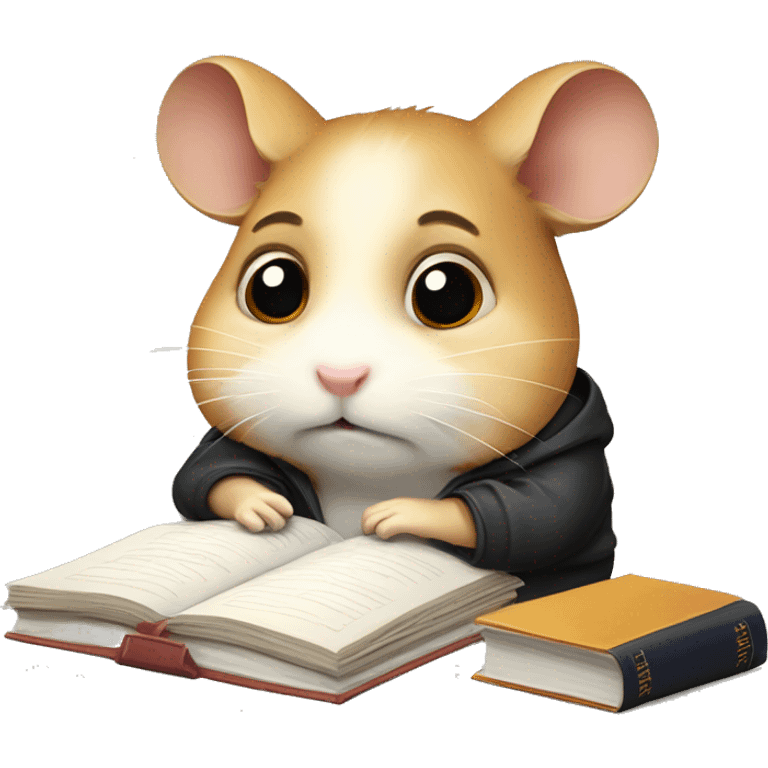 University hamster student, Study hard, lots of assignment deadline, tired, study at Night, using computer  emoji