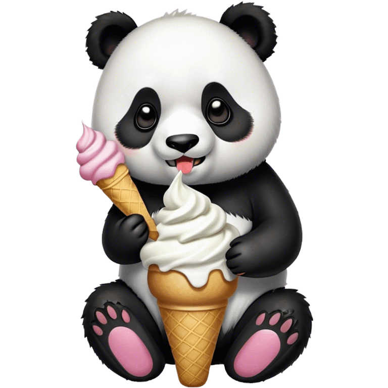 Panda eating ice cream emoji