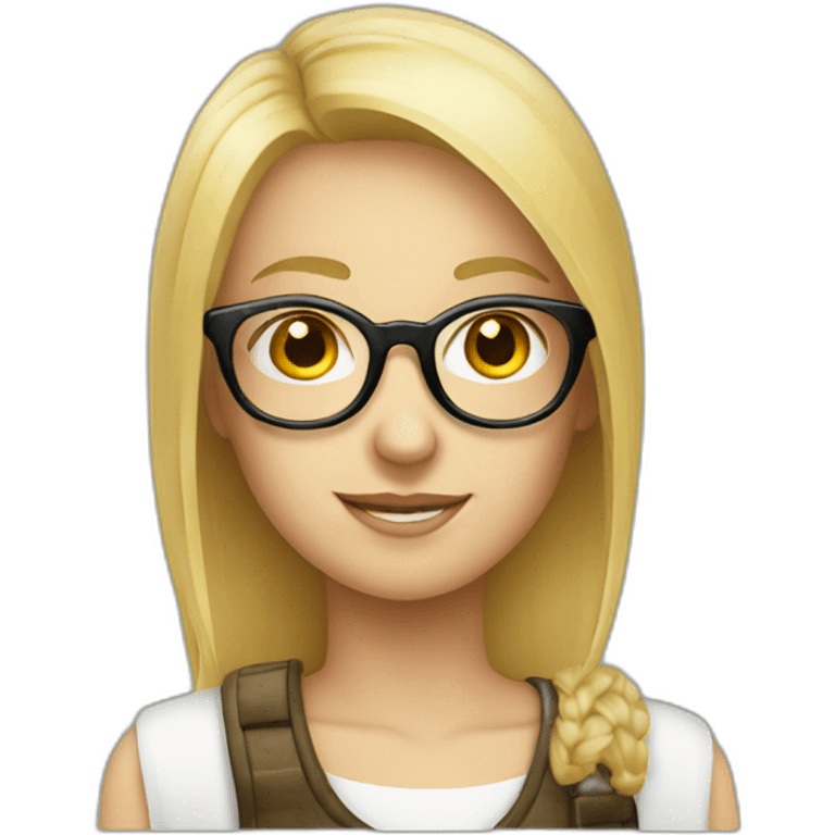 blonde girl with glasses drinking beer emoji