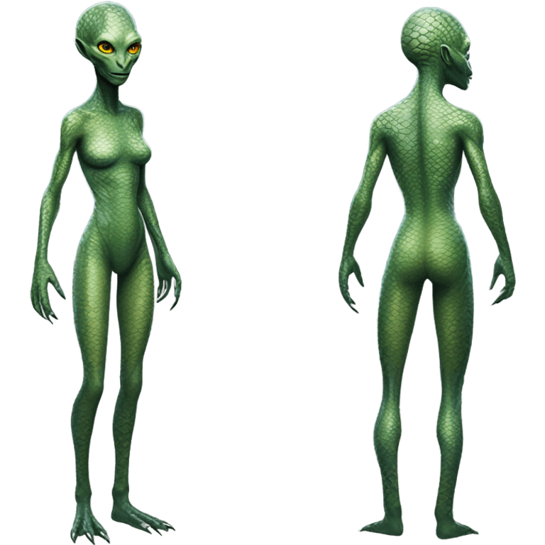 a reptilian alien woman full body emoji