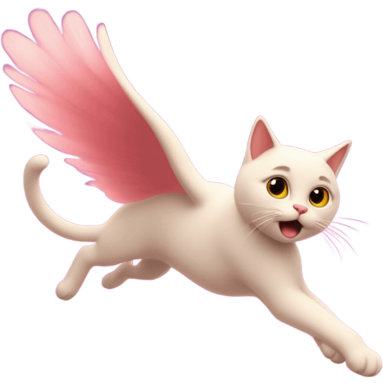 Cat flying in pink sky emoji