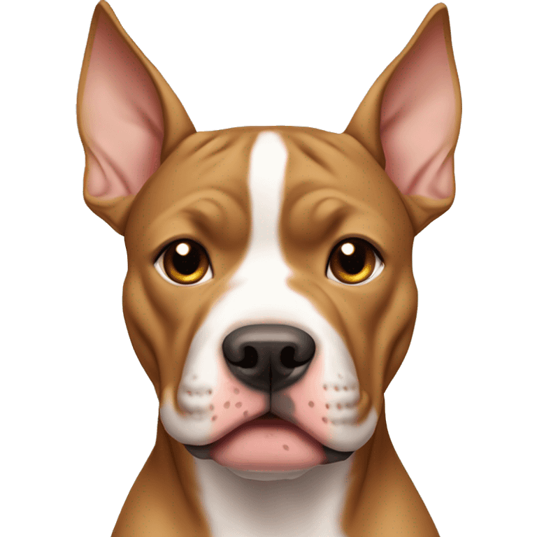 Light brown pitbull with ears cut and bows emoji