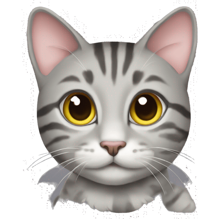 gray tabby cat with a spring emoji