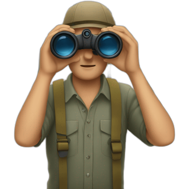 man with binoculars from window emoji