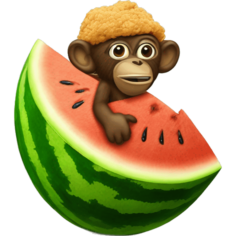 Watermelon monkey fried chicken emoji