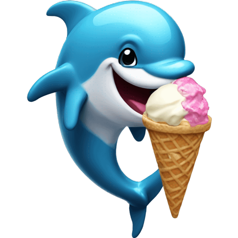 Dolphin eating ice cream sundae  emoji