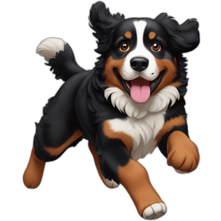 bernese mountain dog jumping between 3 threes emoji