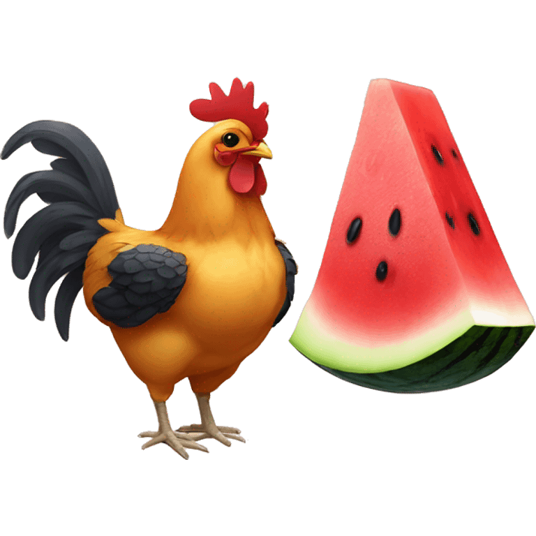 chicken and watermelon emoji