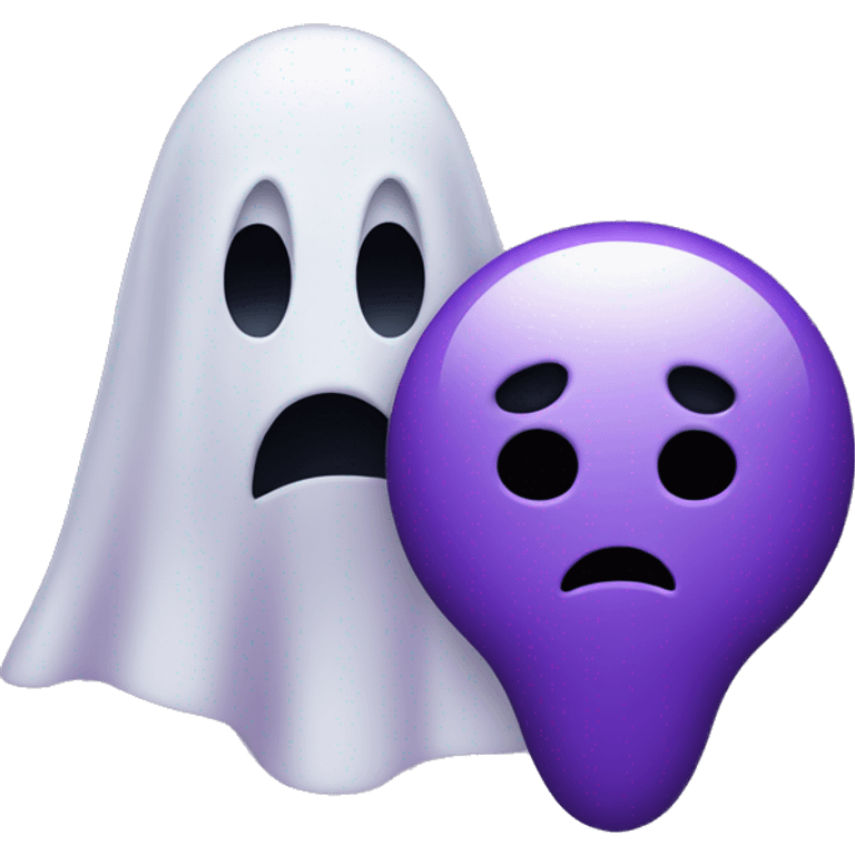 a purple ghost behind a angry person emoji