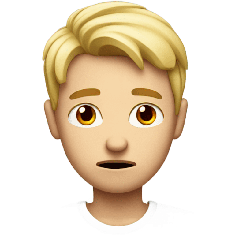 A boy with blonde hair and red eyes being dizzy from drinking too much emoji