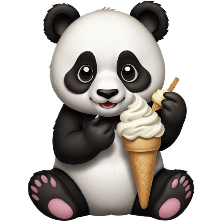 Panda eating ice cream emoji