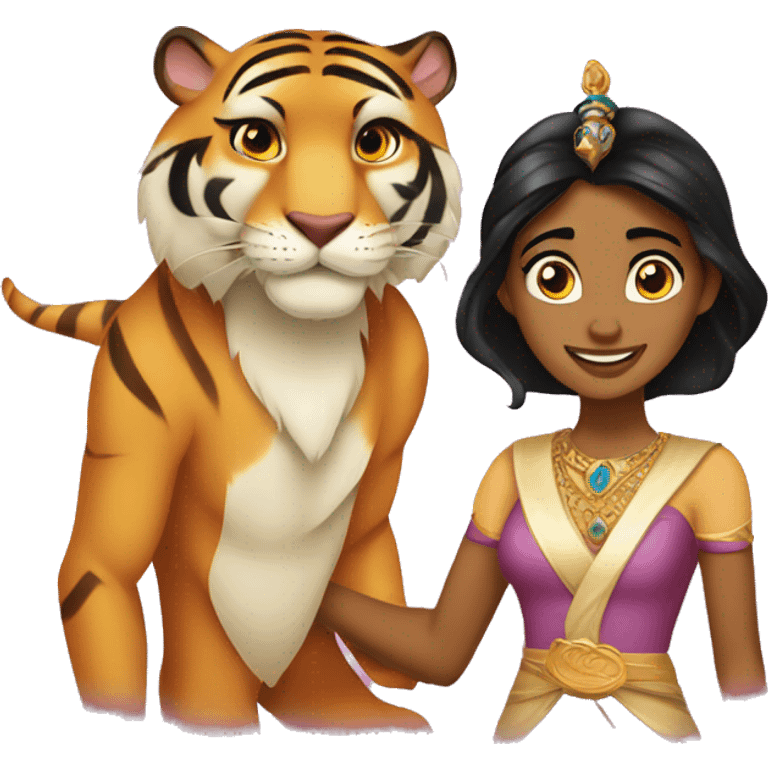 Jasmine princess and her tiger rajah and Aladdin  emoji