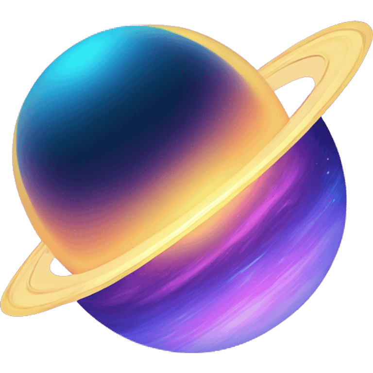 sparkly glittery blue purple and pink gradient planet with a yellow cheesy saturn ring emoji