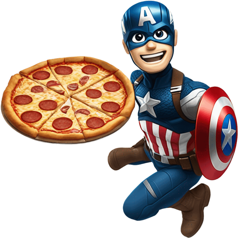 Captain America making pizza emoji