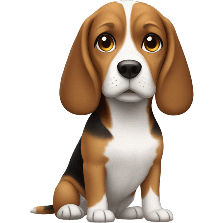 beagle with a girl long straight brown hair emoji