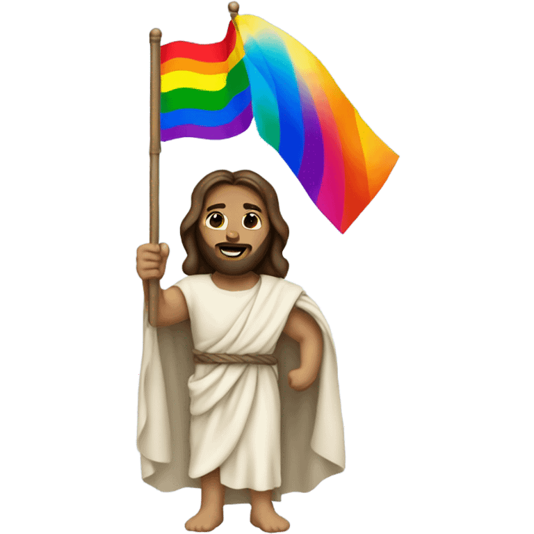 Jesus holding pride flag  emoji