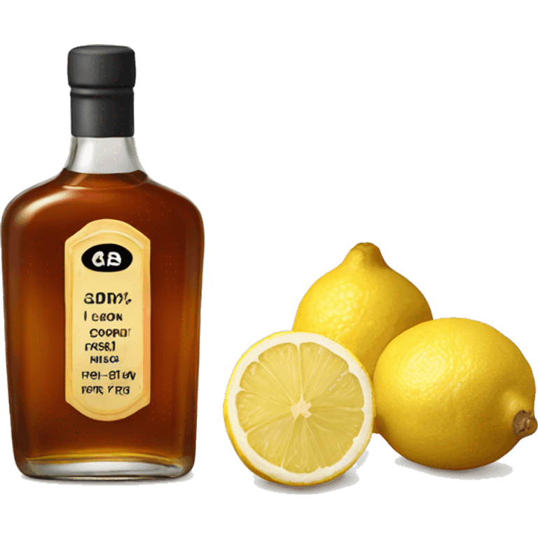 Bourbon bottle with ginger, Lemon and Honey emoji