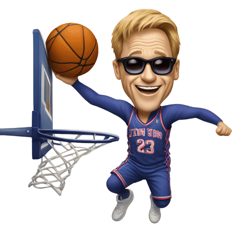 Elton John dunking a basketball emoji