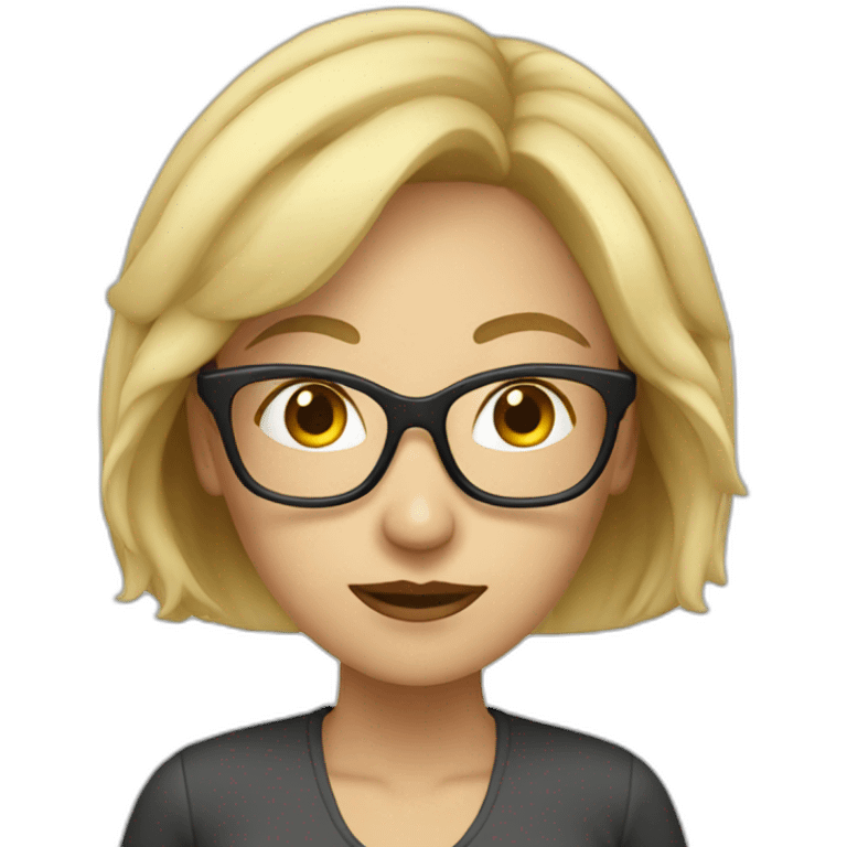 mighty quality assurance woman with blonde hair and glasses emoji