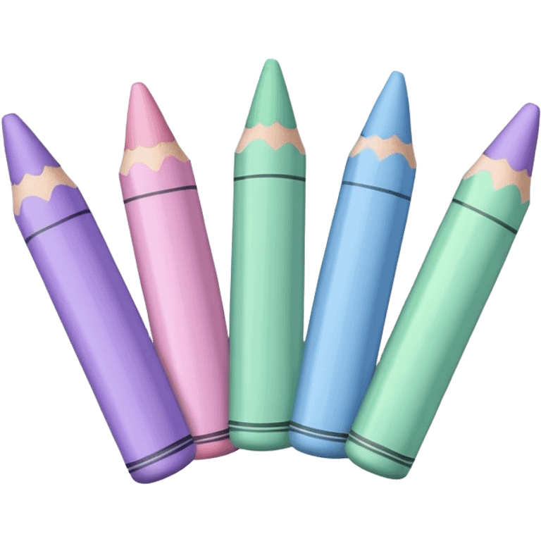 Light pink, light green, light blue and light purple crayons emoji