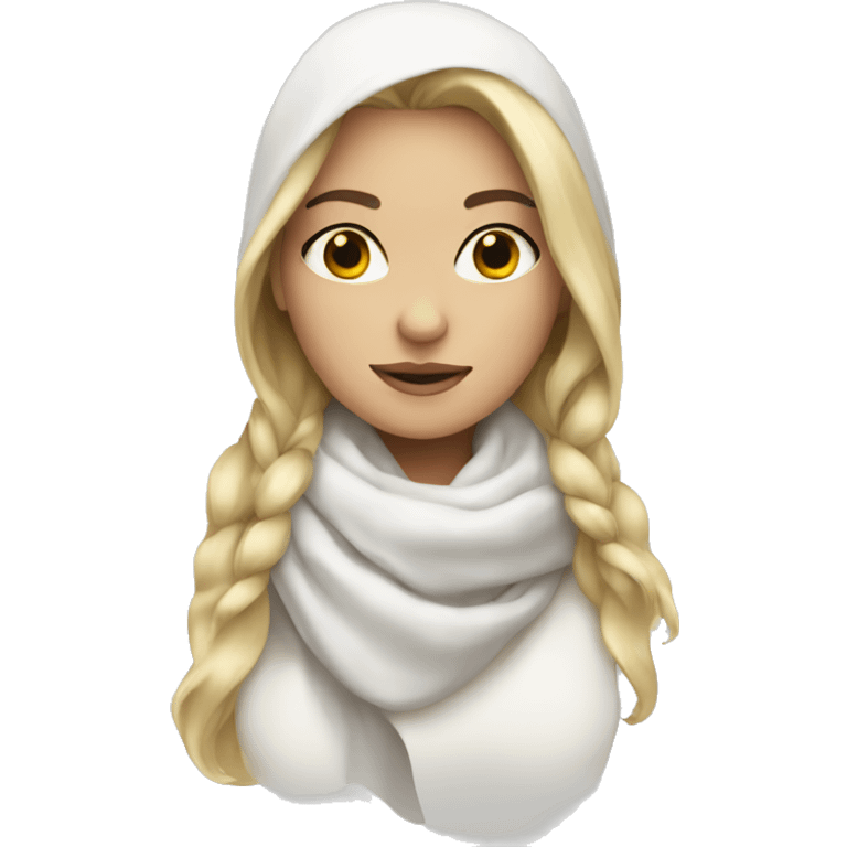 A blonde girl wearing white scarf emoji