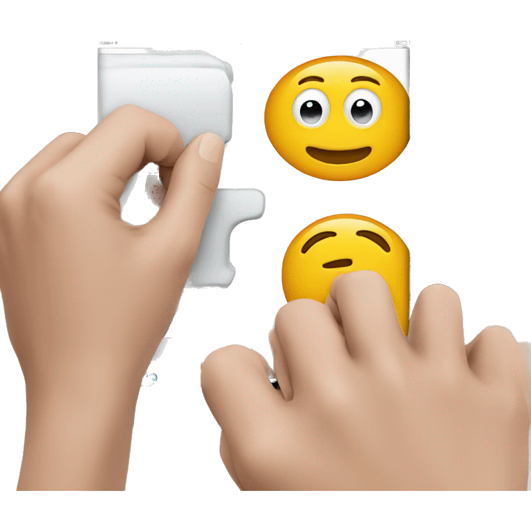 An iPad and a hand with a handle on the front emoji