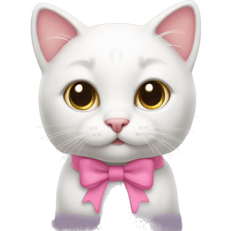 Cat with cute pink small bow on ears emoji