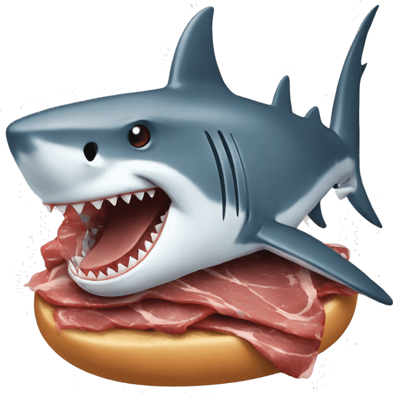 shark riding a meat emoji