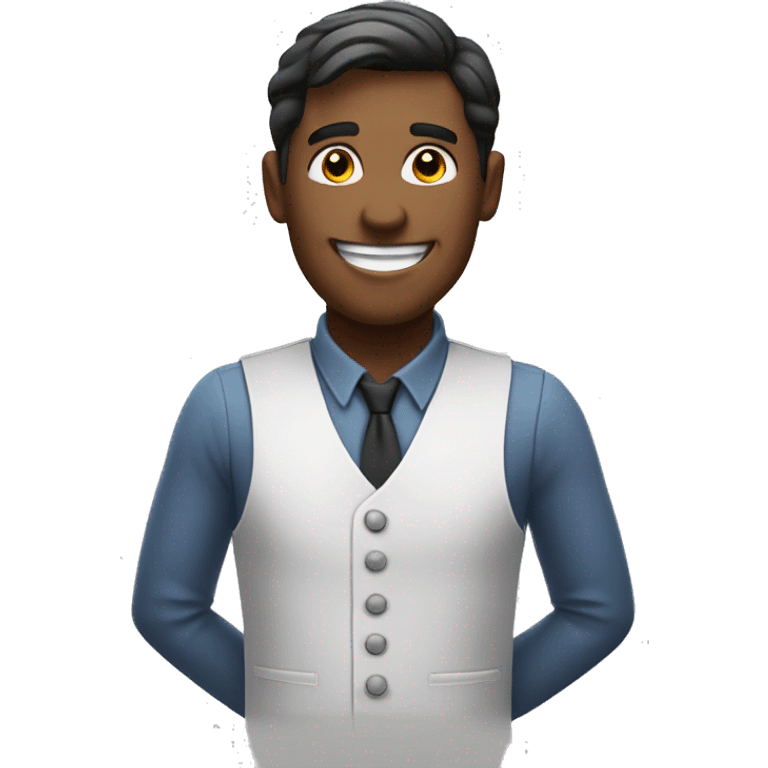 a man waiter with a smile emoji