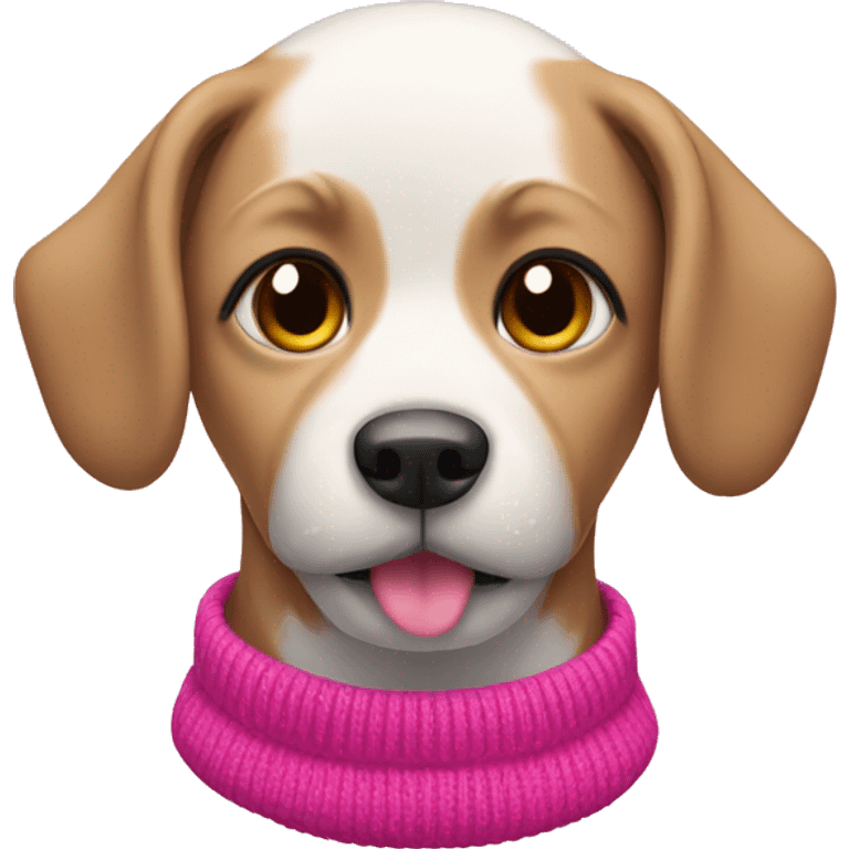 Dog wearing a pink Christmas sweater  emoji