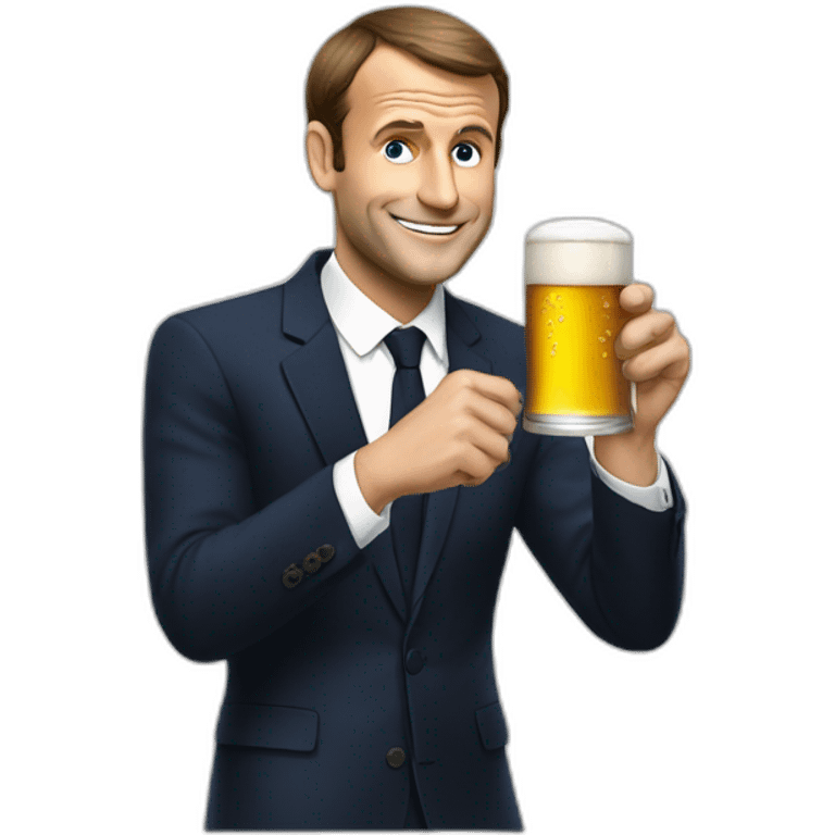 Macron qui boit une biere emoji