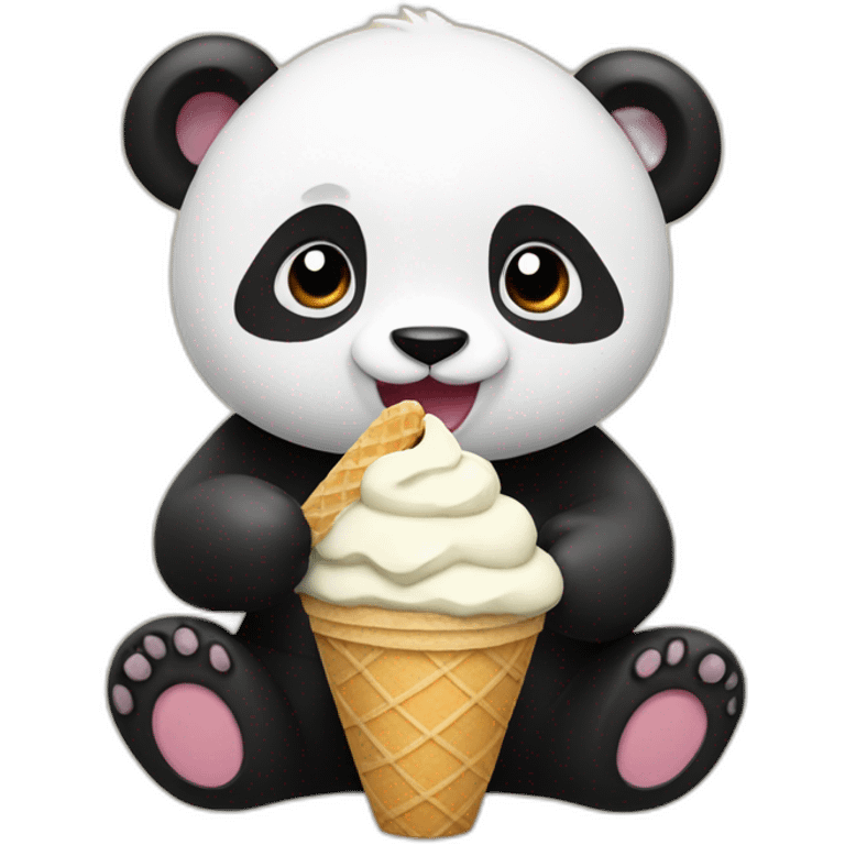 Panda eating ice cream emoji