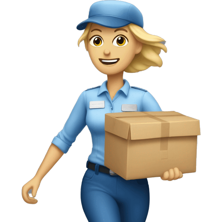 Female blond mailwoman in a hurry emoji