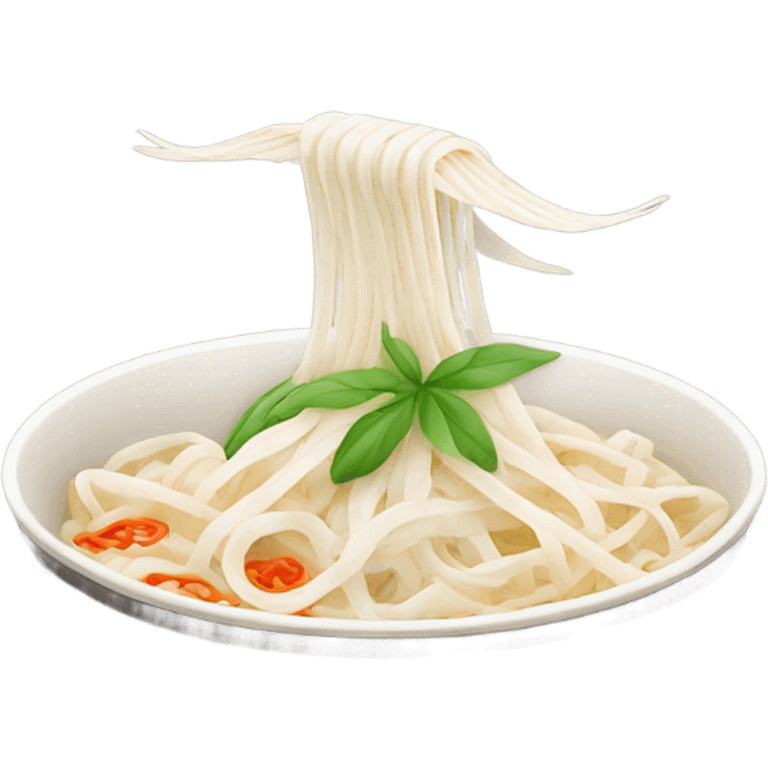 Flat rice noodles with flying wings emoji