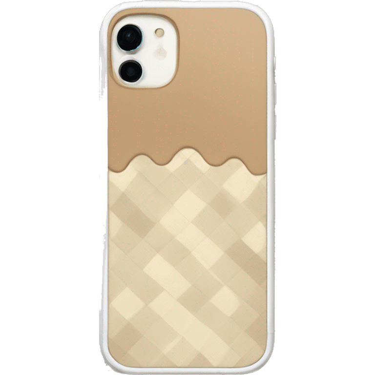 white iPhone 14 with beige checkered case emoji