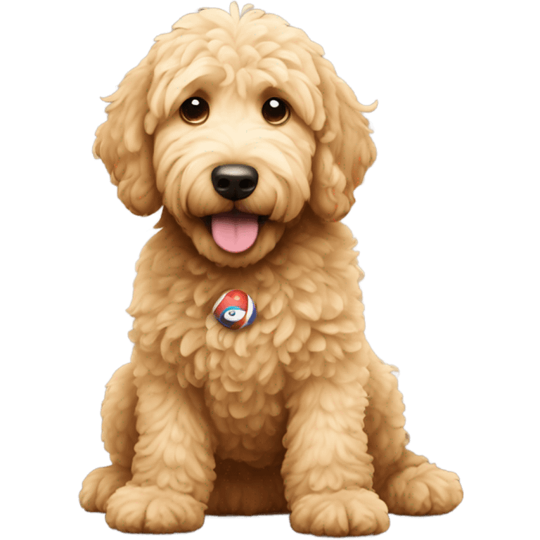 Golden doodle hondling a ball emoji