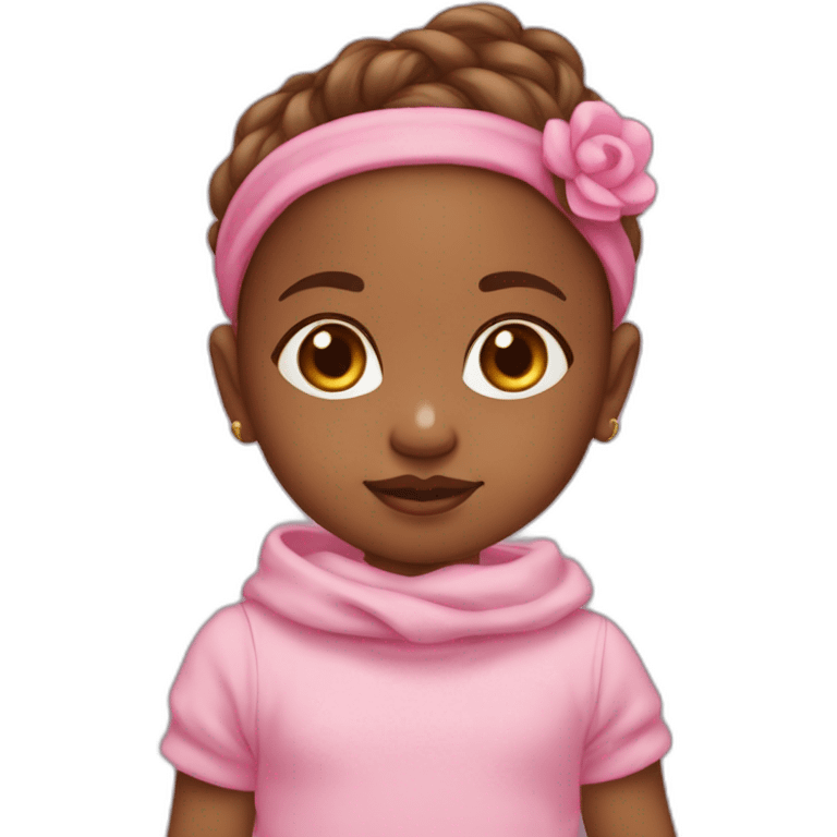 Brown skinned baby girl with a pink ིྀ on the head emoji